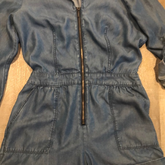 bebe lightweight blue jean colored soft romper - Picture 3 of 5